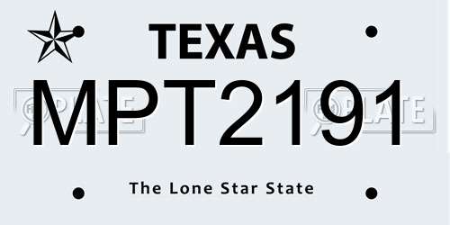 MPT2191 Texas License Plate