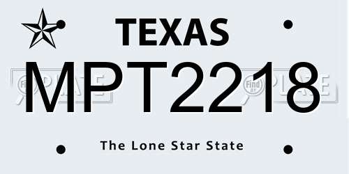 MPT2218 Texas License Plate