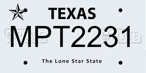 MPT2231 Texas License Plate