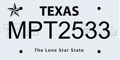 MPT2533 Texas License Plate