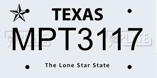 MPT3117 Texas License Plate