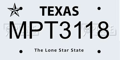MPT3118 Texas License Plate