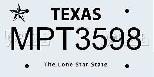 MPT3598 Texas License Plate