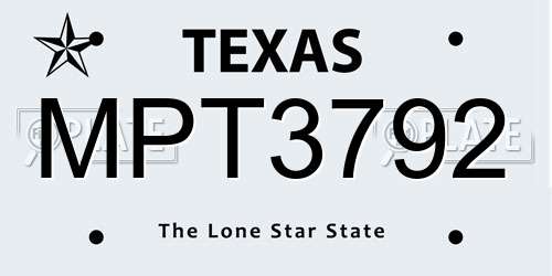 MPT3792 Texas License Plate