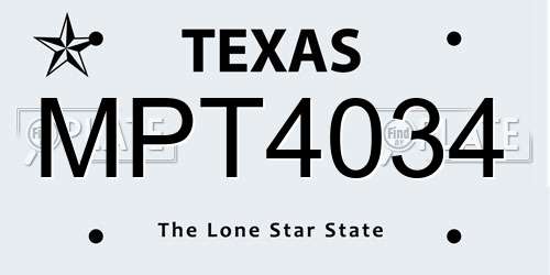 MPT4034 Texas License Plate