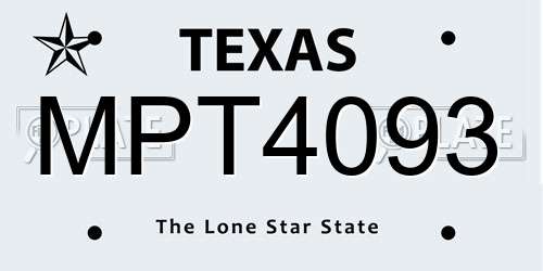 MPT4093 Texas License Plate