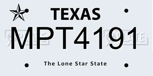 MPT4191 Texas License Plate