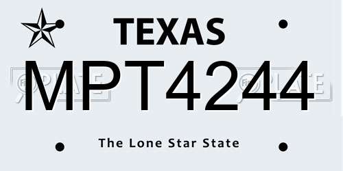 MPT4244 Texas License Plate