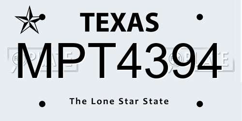 MPT4394 Texas License Plate