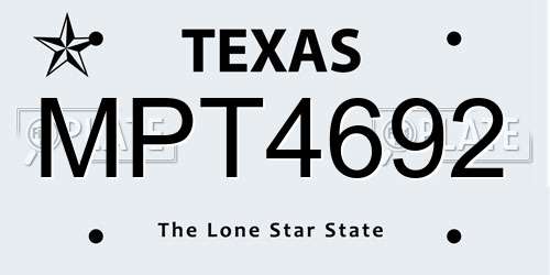 MPT4692 Texas License Plate