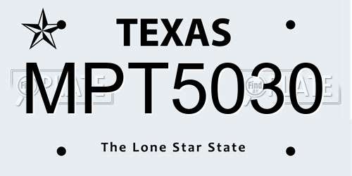 MPT5030 Texas License Plate