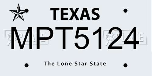MPT5124 Texas License Plate