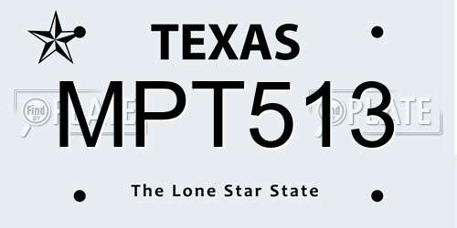 MPT513 Texas License Plate