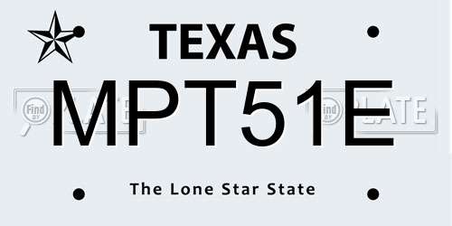 MPT51E Texas License Plate