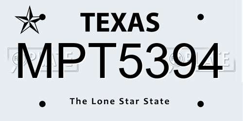 MPT5394 Texas License Plate