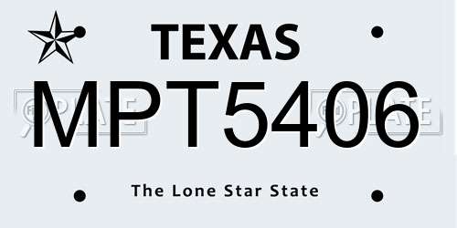 MPT5406 Texas License Plate