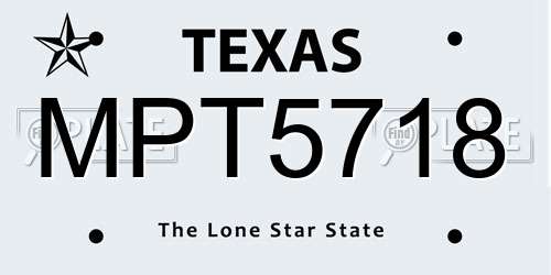 MPT5718 Texas License Plate