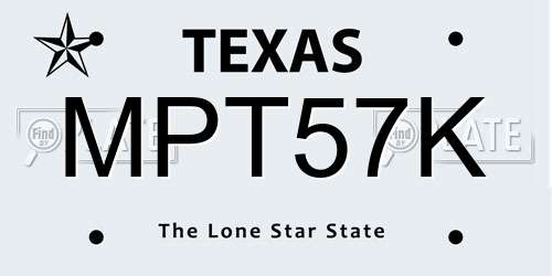 MPT57K Texas License Plate