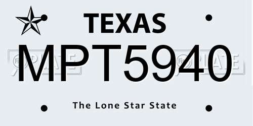 MPT5940 Texas License Plate