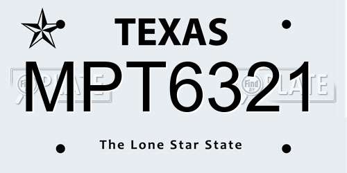 MPT6321 Texas License Plate