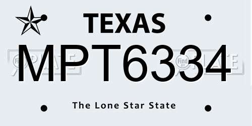 MPT6334 Texas License Plate