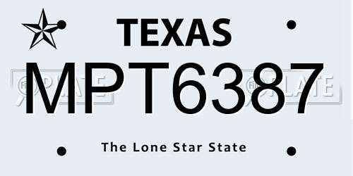 MPT6387 Texas License Plate