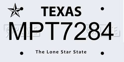 MPT7284 Texas License Plate