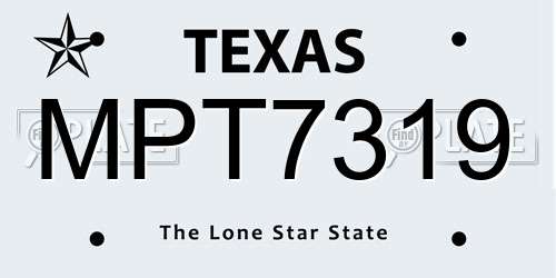 MPT7319 Texas License Plate
