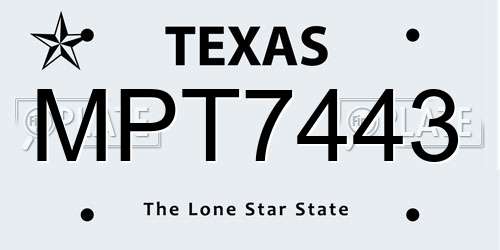 MPT7443 Texas License Plate