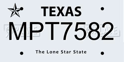 MPT7582 Texas License Plate