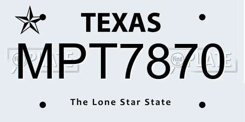 MPT7870 Texas License Plate
