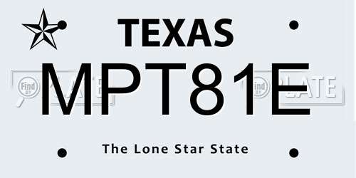 MPT81E Texas License Plate