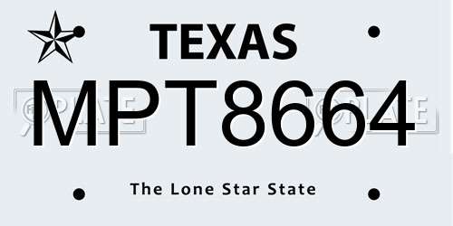 MPT8664 Texas License Plate