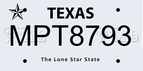 MPT8793 Texas License Plate