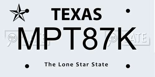MPT87K Texas License Plate