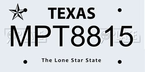 MPT8815 Texas License Plate