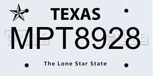 MPT8928 Texas License Plate