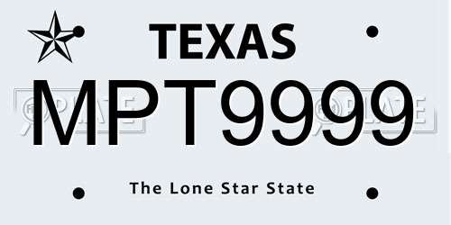 MPT9999 Texas License Plate