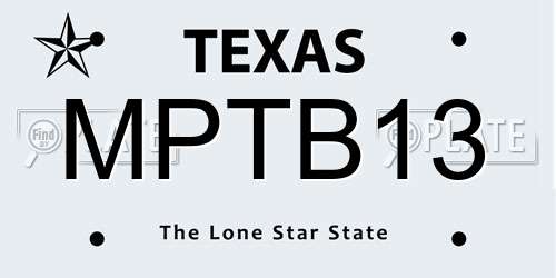 MPTB13 Texas License Plate