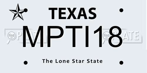 MPTI18 Texas License Plate