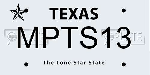 MPTS13 Texas License Plate