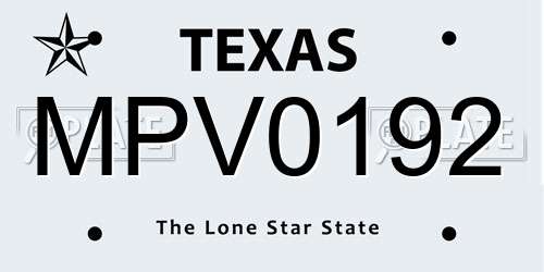 MPV0192 Texas License Plate