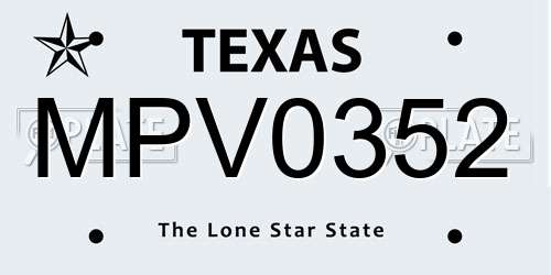 MPV0352 Texas License Plate