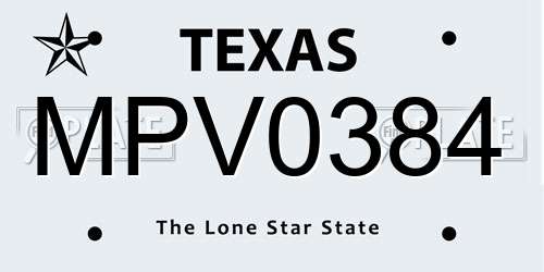 MPV0384 Texas License Plate