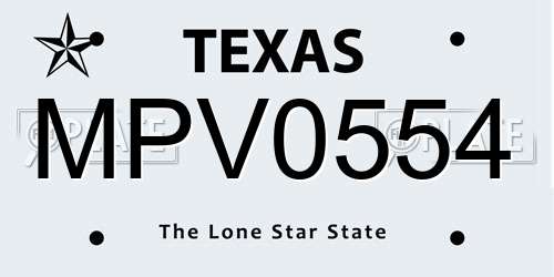 MPV0554 Texas License Plate