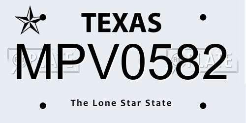 MPV0582 Texas License Plate
