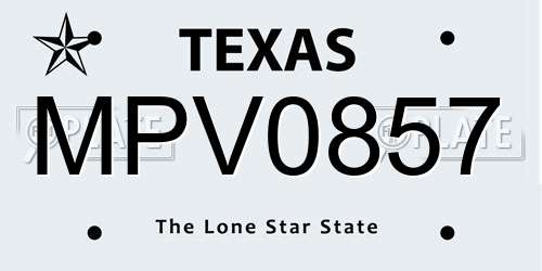 MPV0857 Texas License Plate