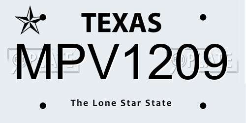 MPV1209 Texas License Plate