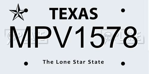 MPV1578 Texas License Plate