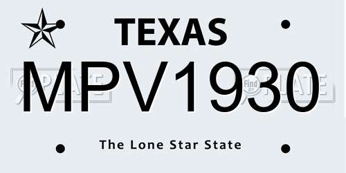 MPV1930 Texas License Plate